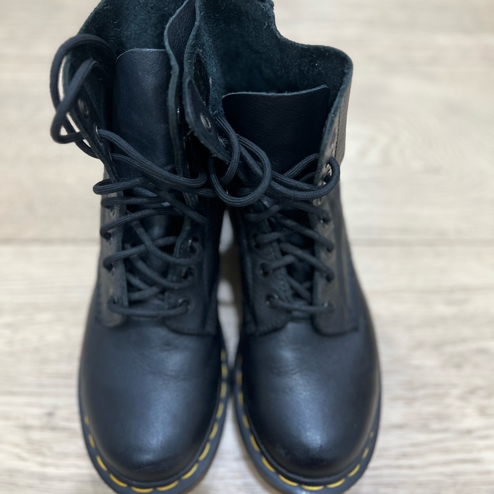 Classic Black Combat Boots with Yellow Accents